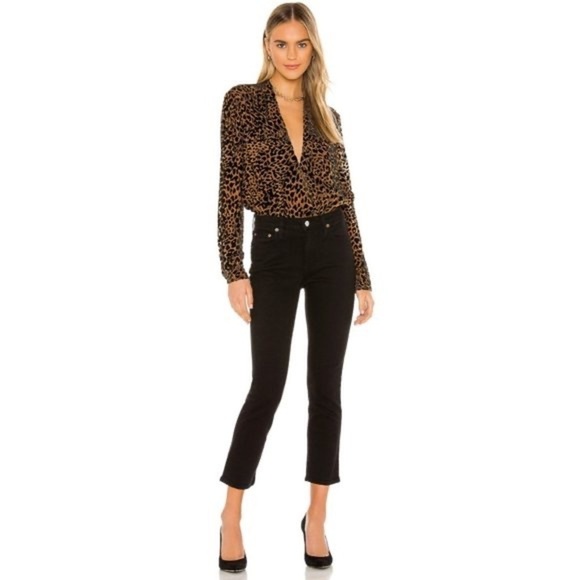 L'AGENCE Lydia Drape Front Blouse in Black & Nude Combo XS NWT - Picture 2 of 7